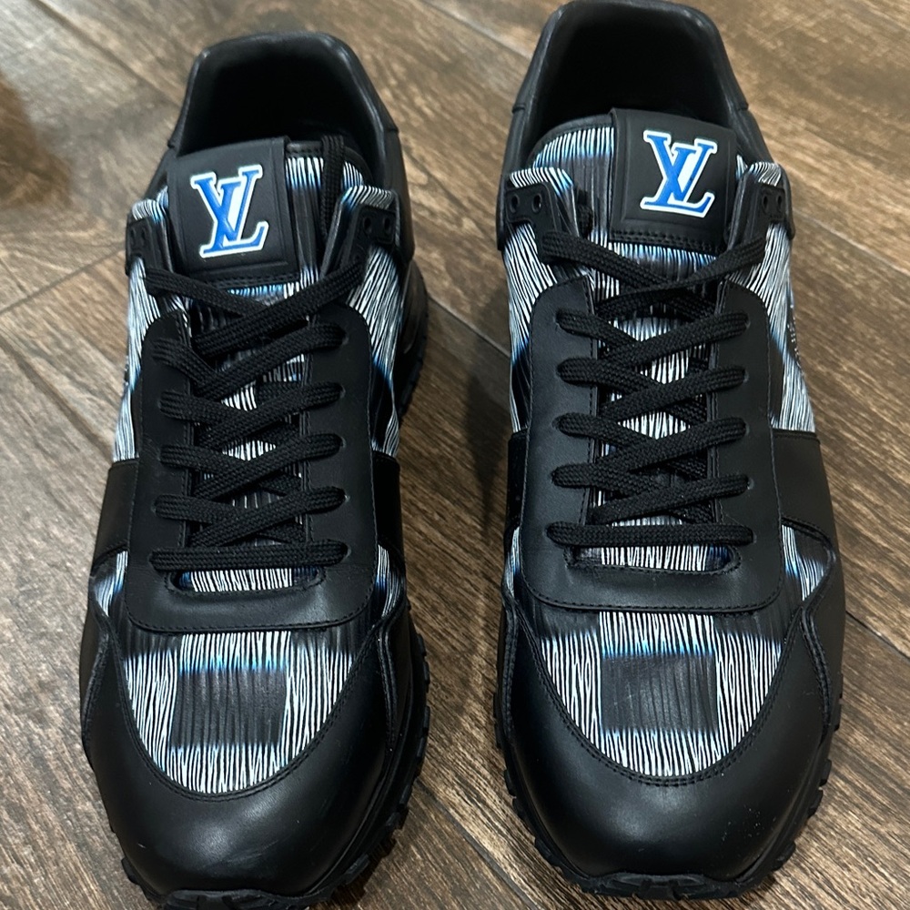 Louis Vuitton Men's Black and Blue Patterned Sneakers